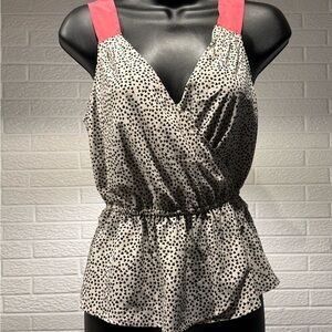 Candie's Black and White Sleeveless Wrap Blouse